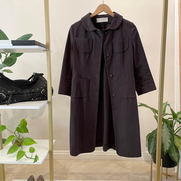 Marni Jackets & Blazers - Marni Brown Button-Up Jacket with Peter Pan Collar and 3/4 sleeves